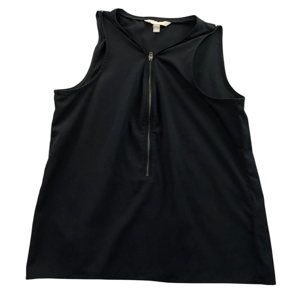 Banana Republic Womens Tank Top Small Black Sleeveless Top Zipper Front Casual